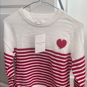 Willow & Wind Red and White Striped Sweater